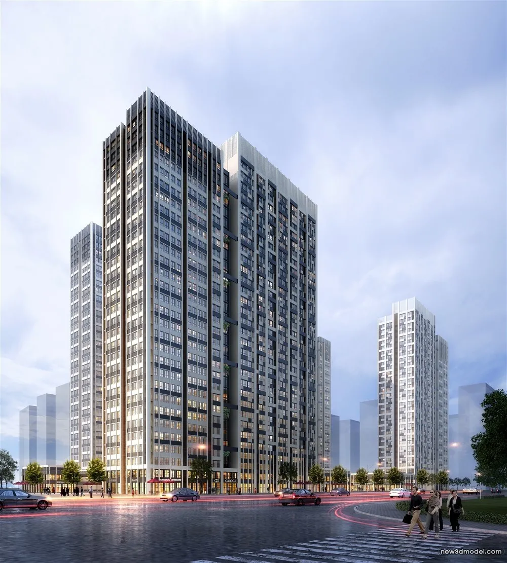 3D Models of Commercial Building – Exterior 3D Scenes – 133 – VRAY