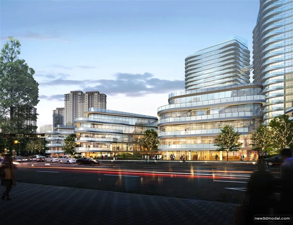 3D Models of Commercial Building – Exterior 3D Scenes – 144 – VRAY