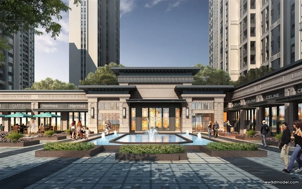 3D Models of Commercial Building – Exterior 3D Scenes – 167 – VRAY