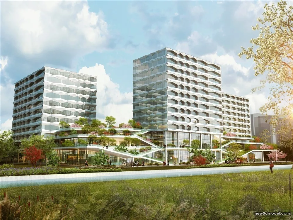 3D Models of Commercial Building – Exterior 3D Scenes – 190 – VRAY