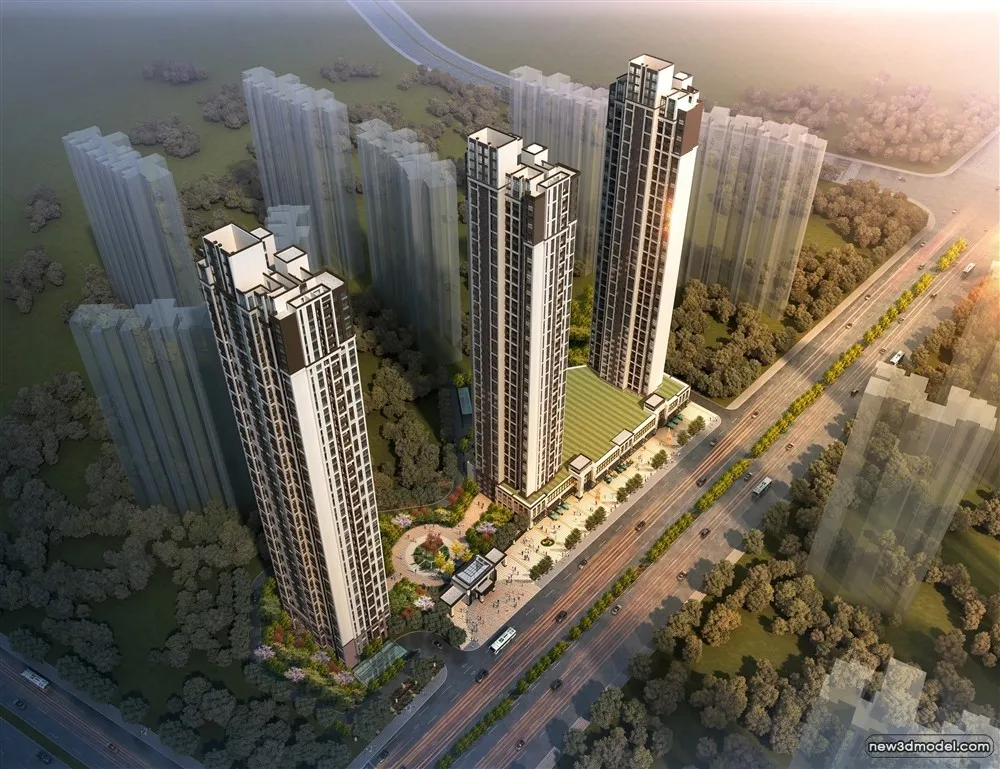 3D Models of Commercial Building – Exterior 3D Scenes – 192 – VRAY