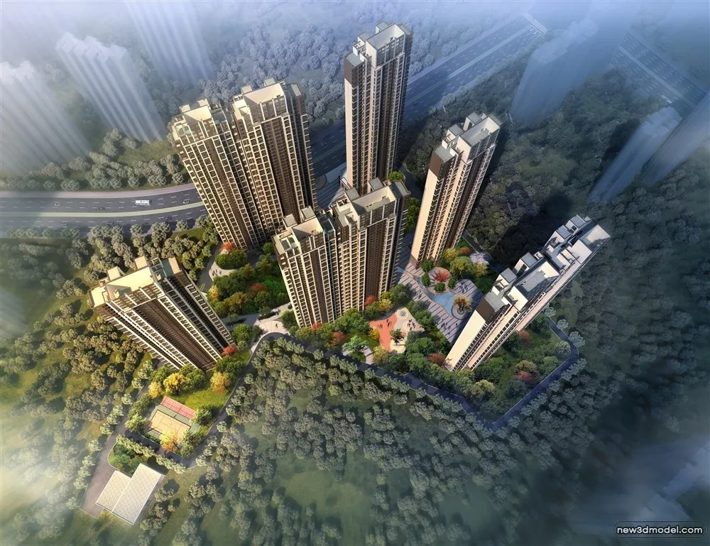 3D Models of Commercial Building – Exterior 3D Scenes – 193 – VRAY