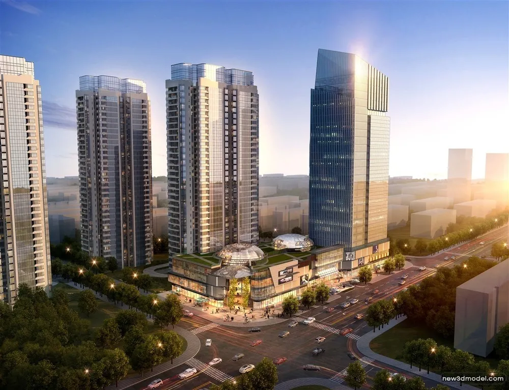 3D Models of Commercial Building – Exterior 3D Scenes – 207 – VRAY