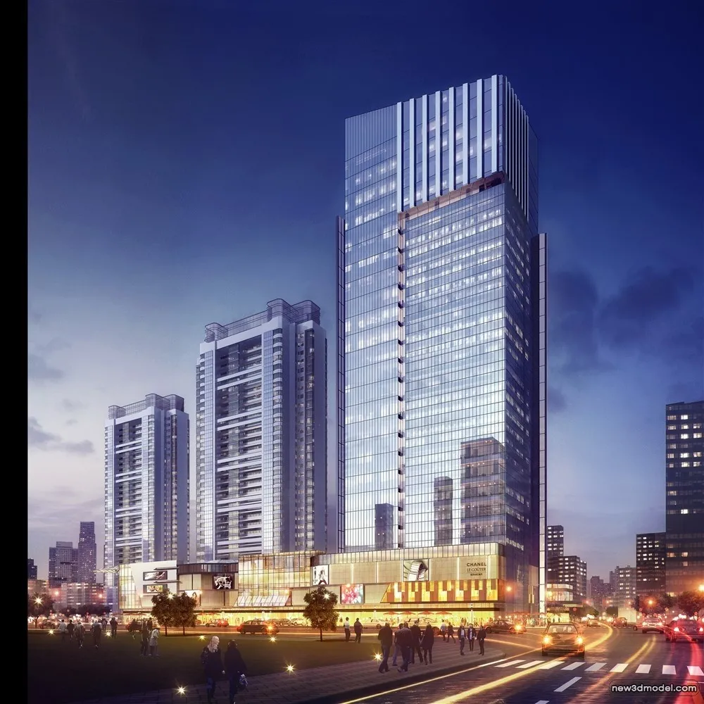 3D Models of Commercial Building – Exterior 3D Scenes – 208 – VRAY