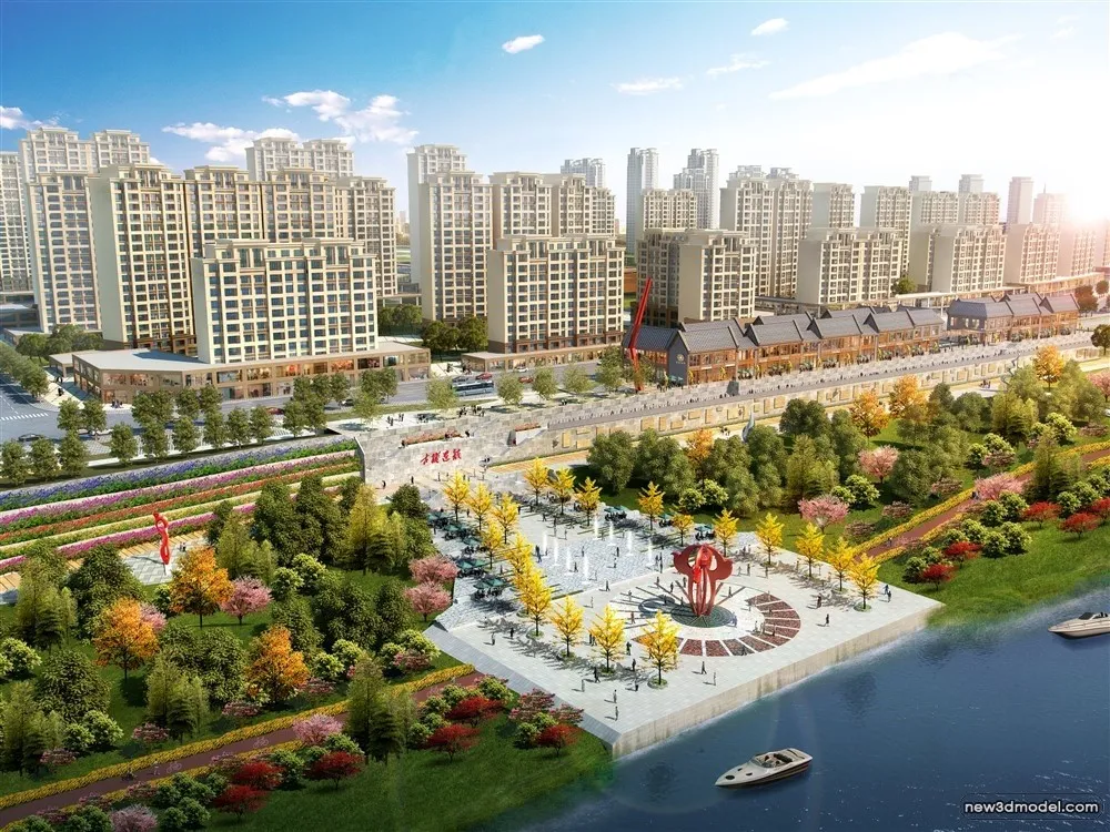 3D Models of Commercial Building – Exterior 3D Scenes – 215 – VRAY