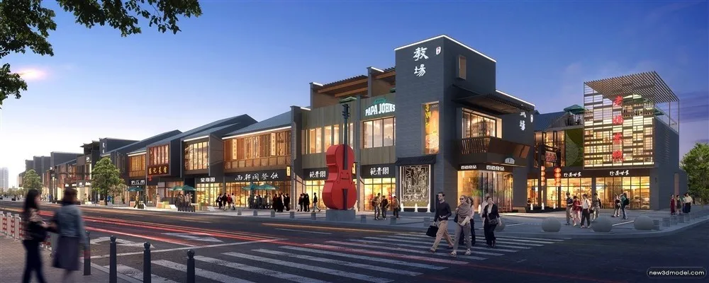 3D Models of Commercial Building – Exterior 3D Scenes – 217 – VRAY