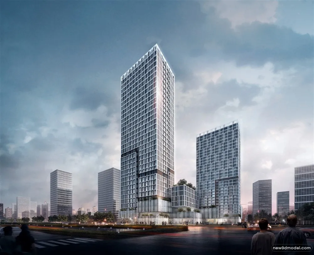 3D Models of Commercial Building – Exterior 3D Scenes – 224 – VRAY