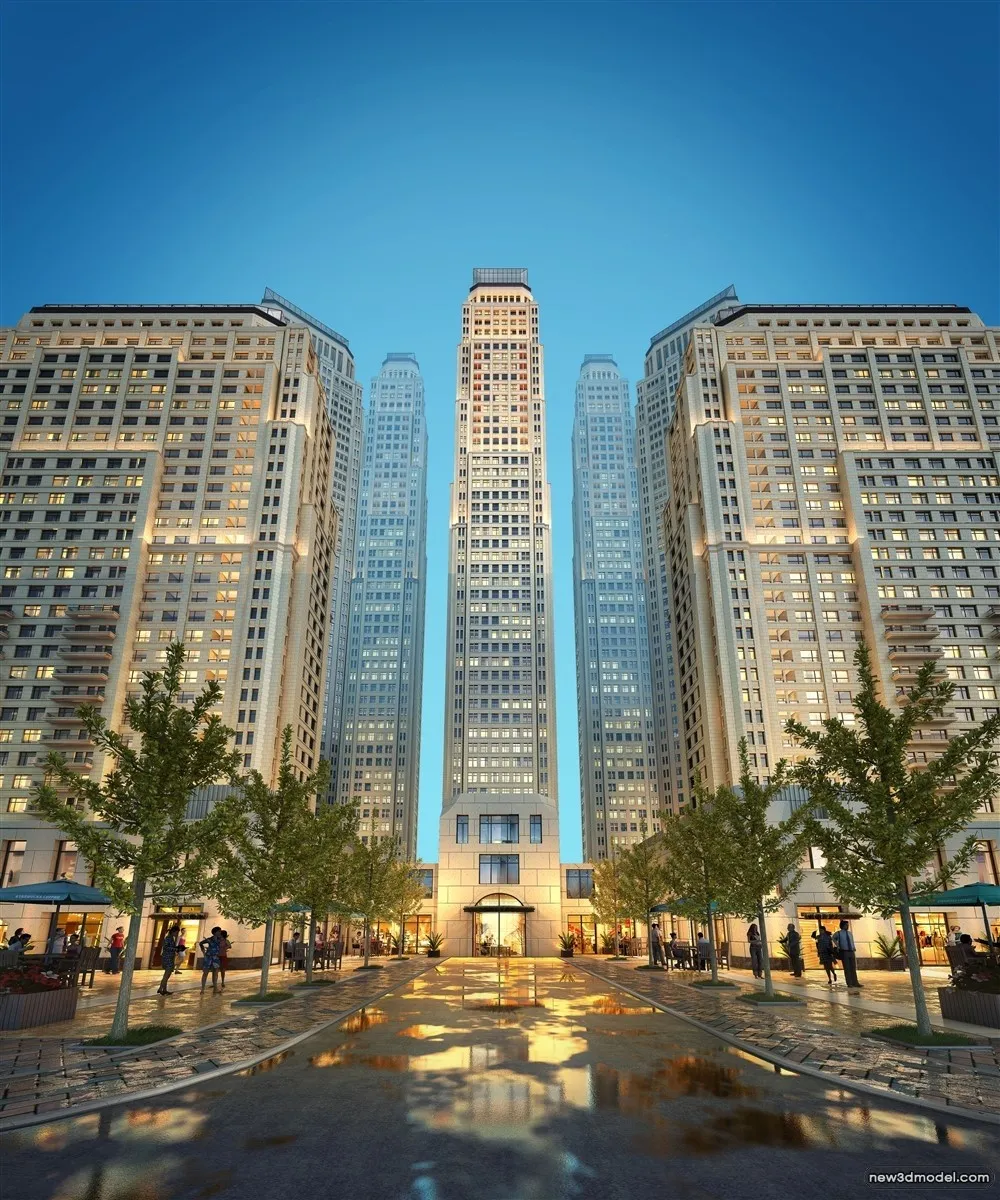 3D Models of Commercial Building – Exterior 3D Scenes – 225 – VRAY