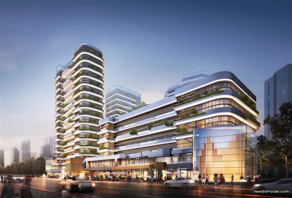 3D Models of Commercial Building – Exterior 3D Scenes – 230 – VRAY