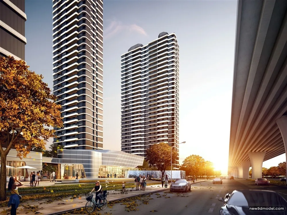 3D Models of Commercial Building – Exterior 3D Scenes – 250 – VRAY