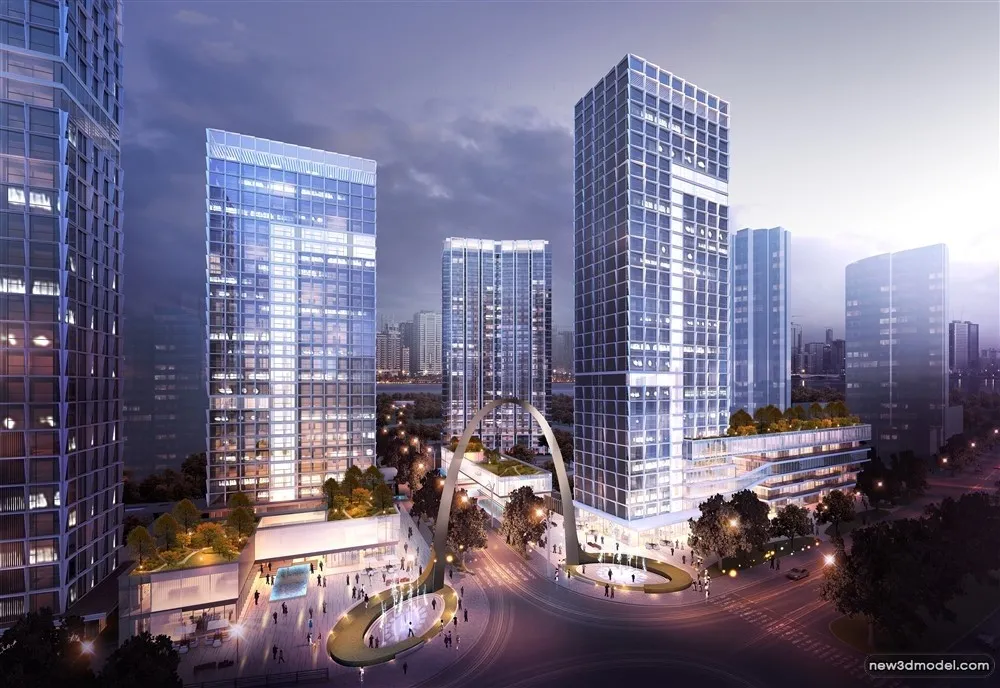 3D Models of Commercial Building – Exterior 3D Scenes – 255 – VRAY