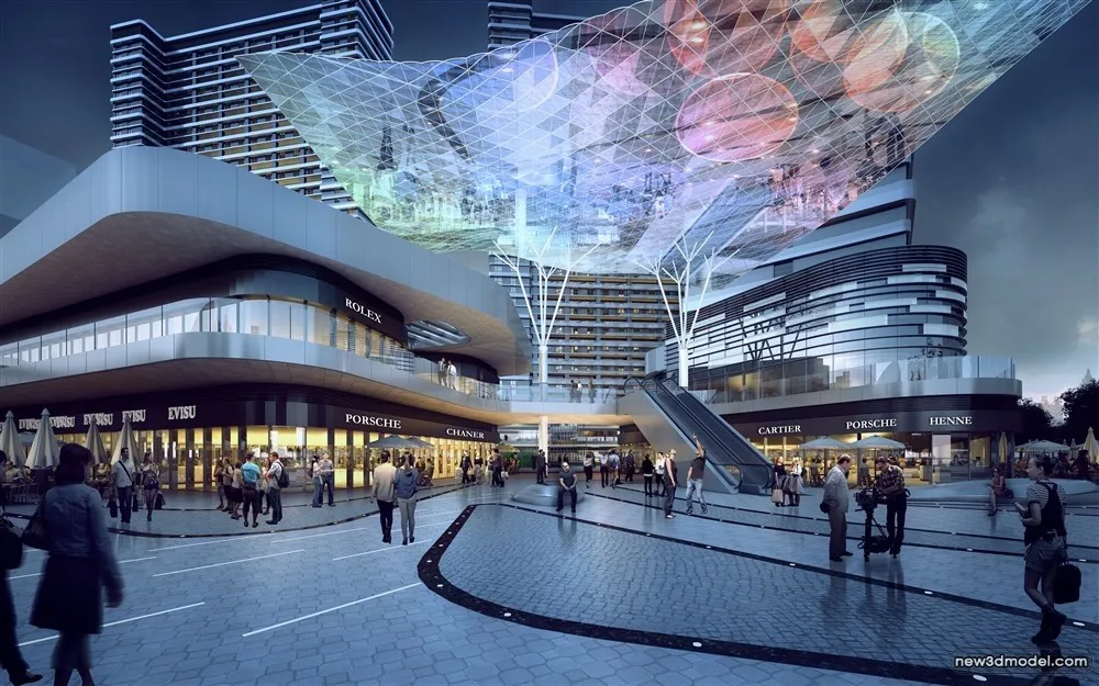 3D Models of Commercial Building – Exterior 3D Scenes – 256 – VRAY