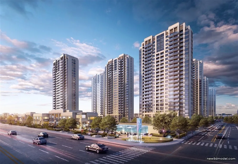 3D Models of Commercial Building – Exterior 3D Scenes – 262 – VRAY