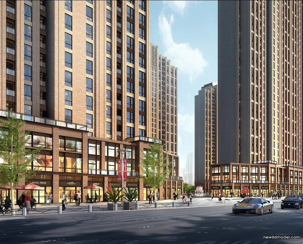 3D Models of Commercial Building – Exterior 3D Scenes – 317 – VRAY