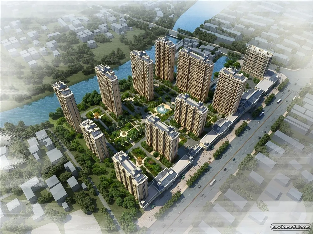 3D Models of Commercial Building – Exterior 3D Scenes – 319 – VRAY