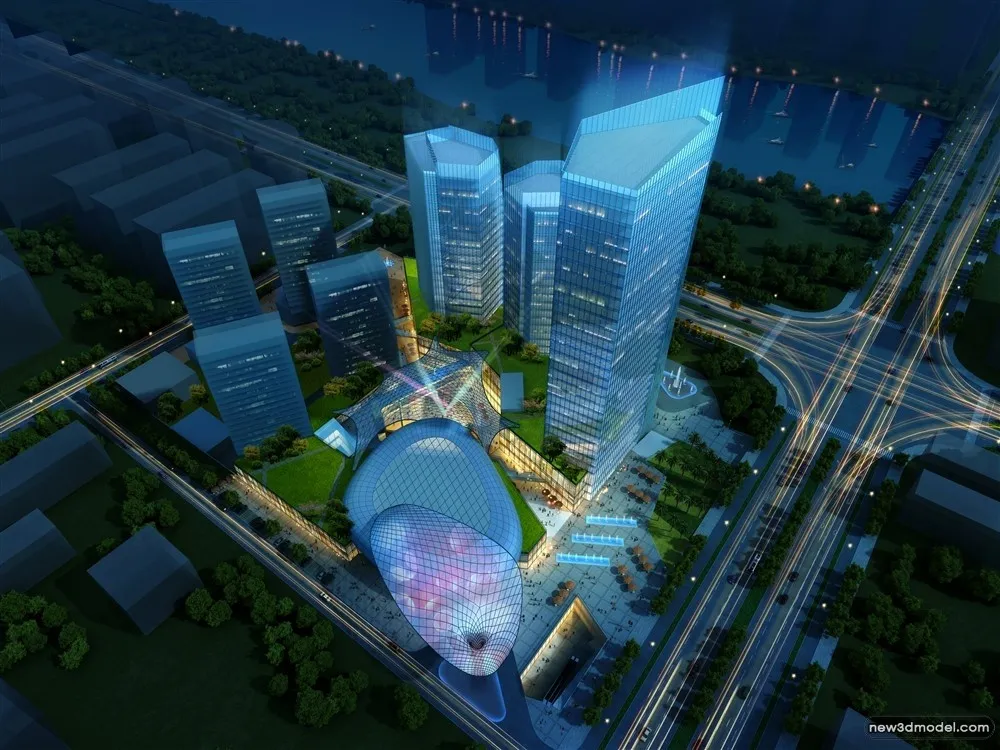 3D Models of Commercial Building – Exterior 3D Scenes – 324 – VRAY