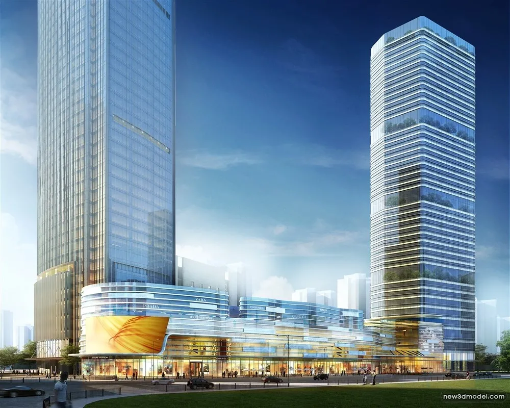 3D Models of Commercial Building – Exterior 3D Scenes – 330 – VRAY