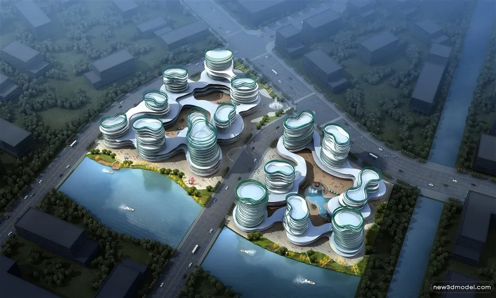 3D Models of Commercial Building – Exterior 3D Scenes – 344 – VRAY