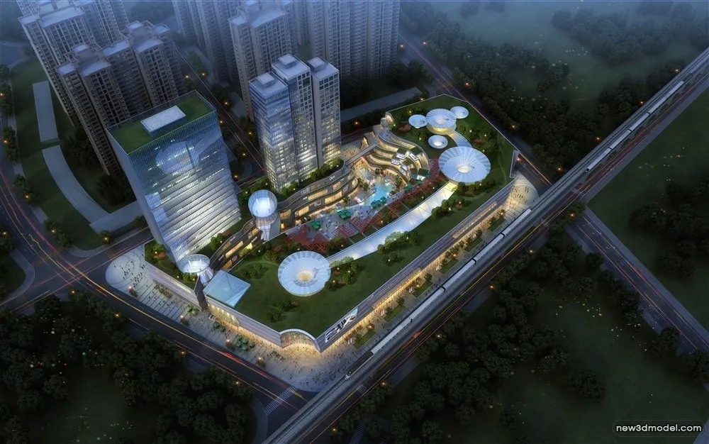 3D Models of Commercial Building – Exterior 3D Scenes – 345 – VRAY