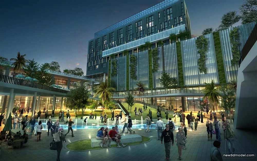 3D Models of Commercial Building – Exterior 3D Scenes – 354 – VRAY