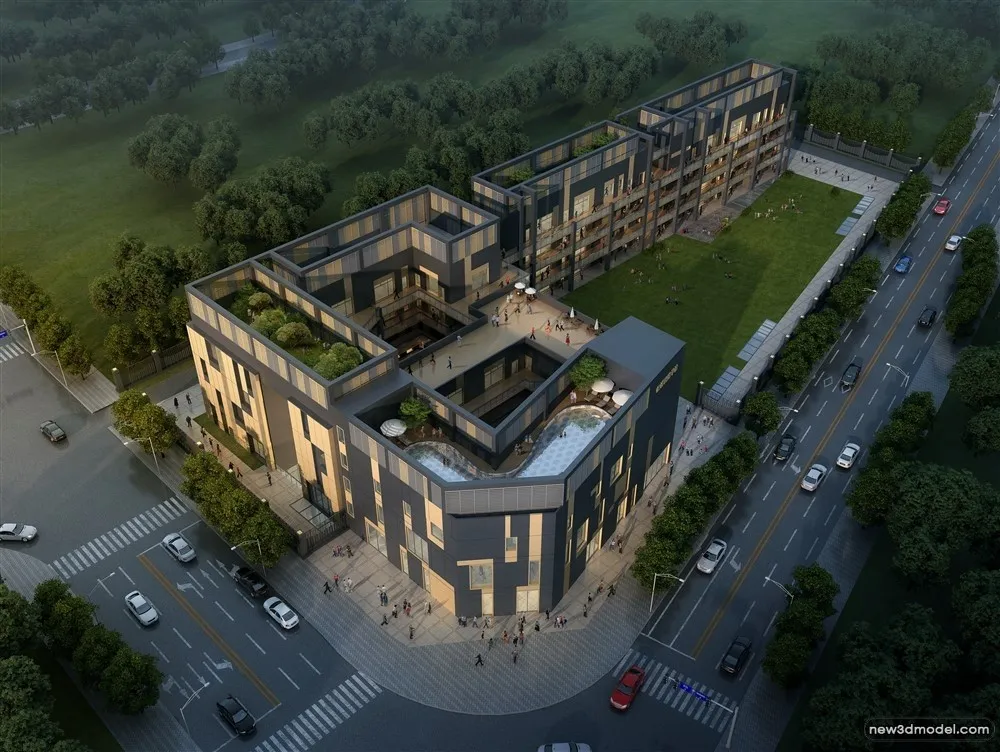 3D Models of Commercial Building – Exterior 3D Scenes – 359 – VRAY