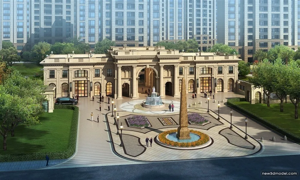 3D Models of Commercial Building – Exterior 3D Scenes – 458 – VRAY