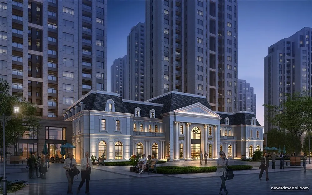 3D Models of Commercial Building – Exterior 3D Scenes – 466 – VRAY