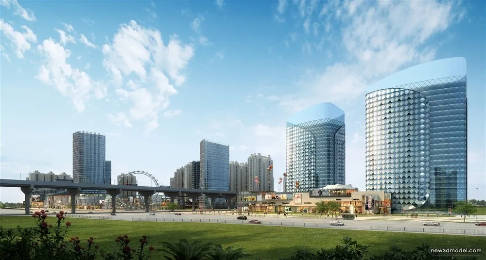 3D Models of Commercial Building – Exterior 3D Scenes – 475 – VRAY