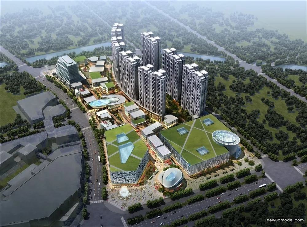 3D Models of Commercial Building – Exterior 3D Scenes – 482 – VRAY