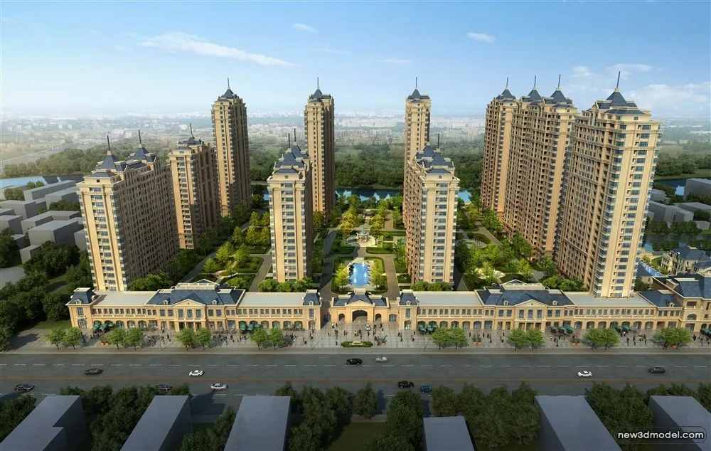 3D Models of Commercial Building – Exterior 3D Scenes – 488 – VRAY