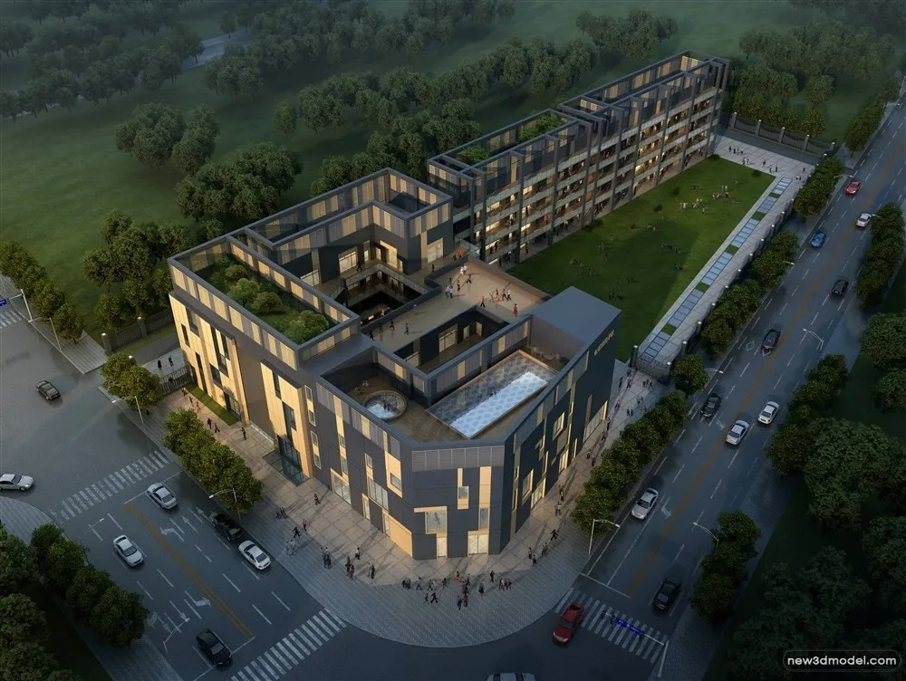 3D Models of Commercial Building – Exterior 3D Scenes – 498 – VRAY