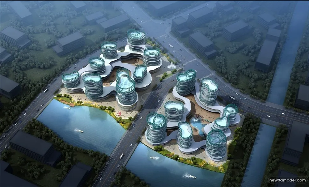 3D Models of Commercial Building – Exterior 3D Scenes – 502 – VRAY