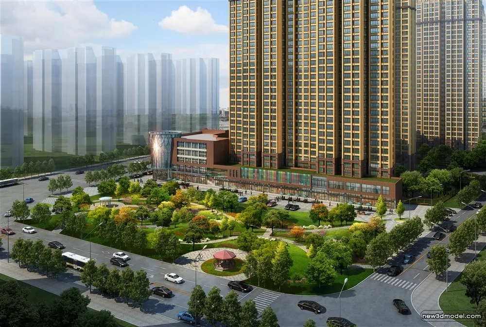 3D Models of Commercial Building – Exterior 3D Scenes – 505 – VRAY