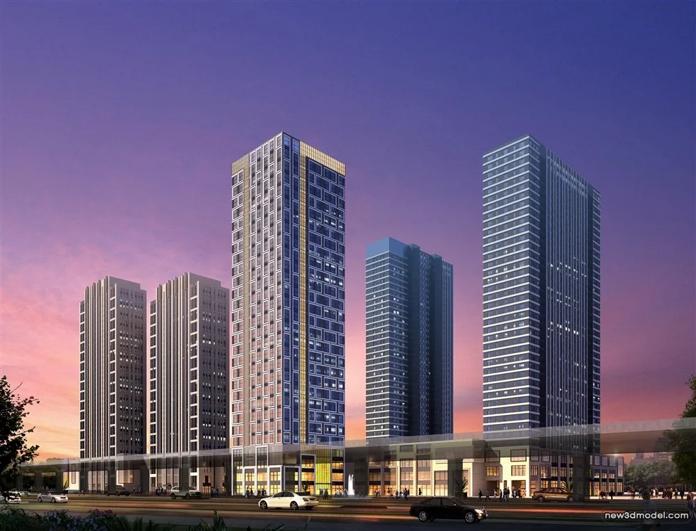 3D Models of Commercial Building – Exterior 3D Scenes – 516 – VRAY