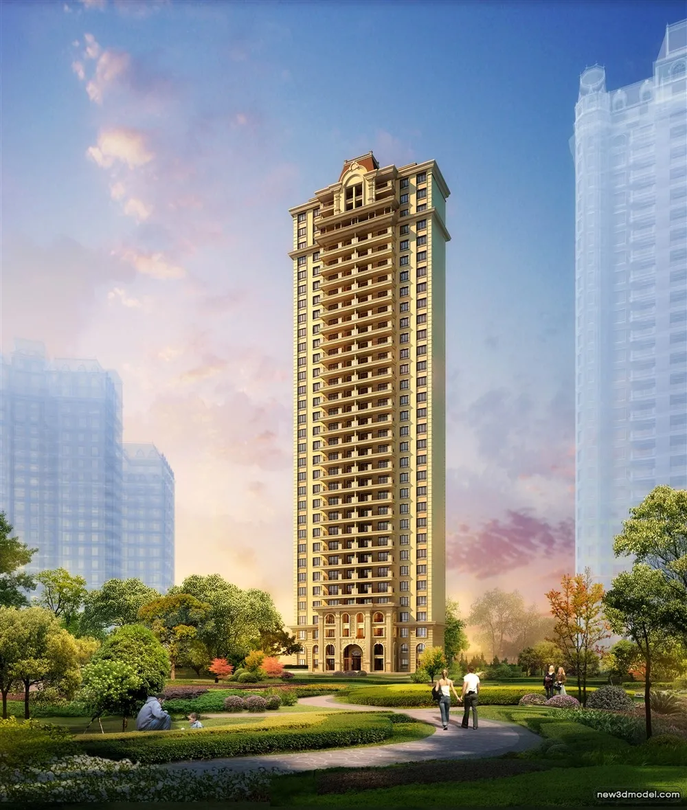 3D Models of Commercial Building – Exterior 3D Scenes – 518 – VRAY