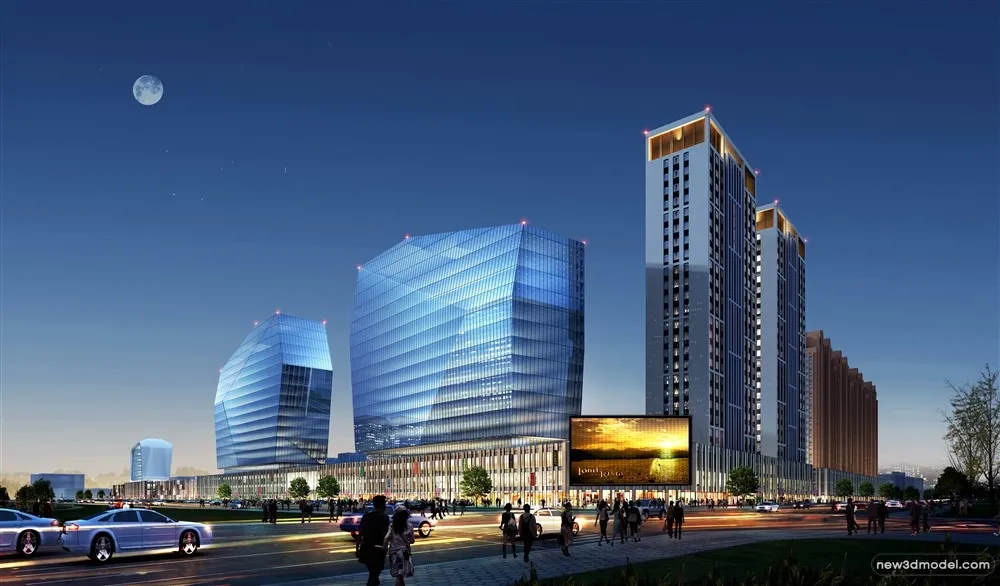 3D Models of Commercial Building – Exterior 3D Scenes – 520 – VRAY