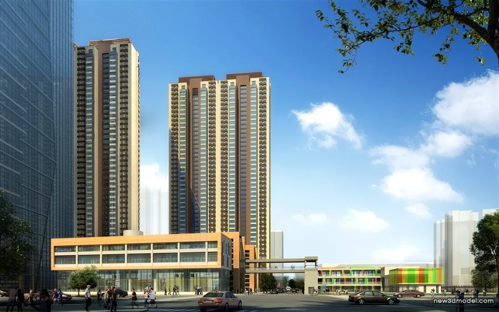 3D Models of Commercial Building – Exterior 3D Scenes – 522 – VRAY