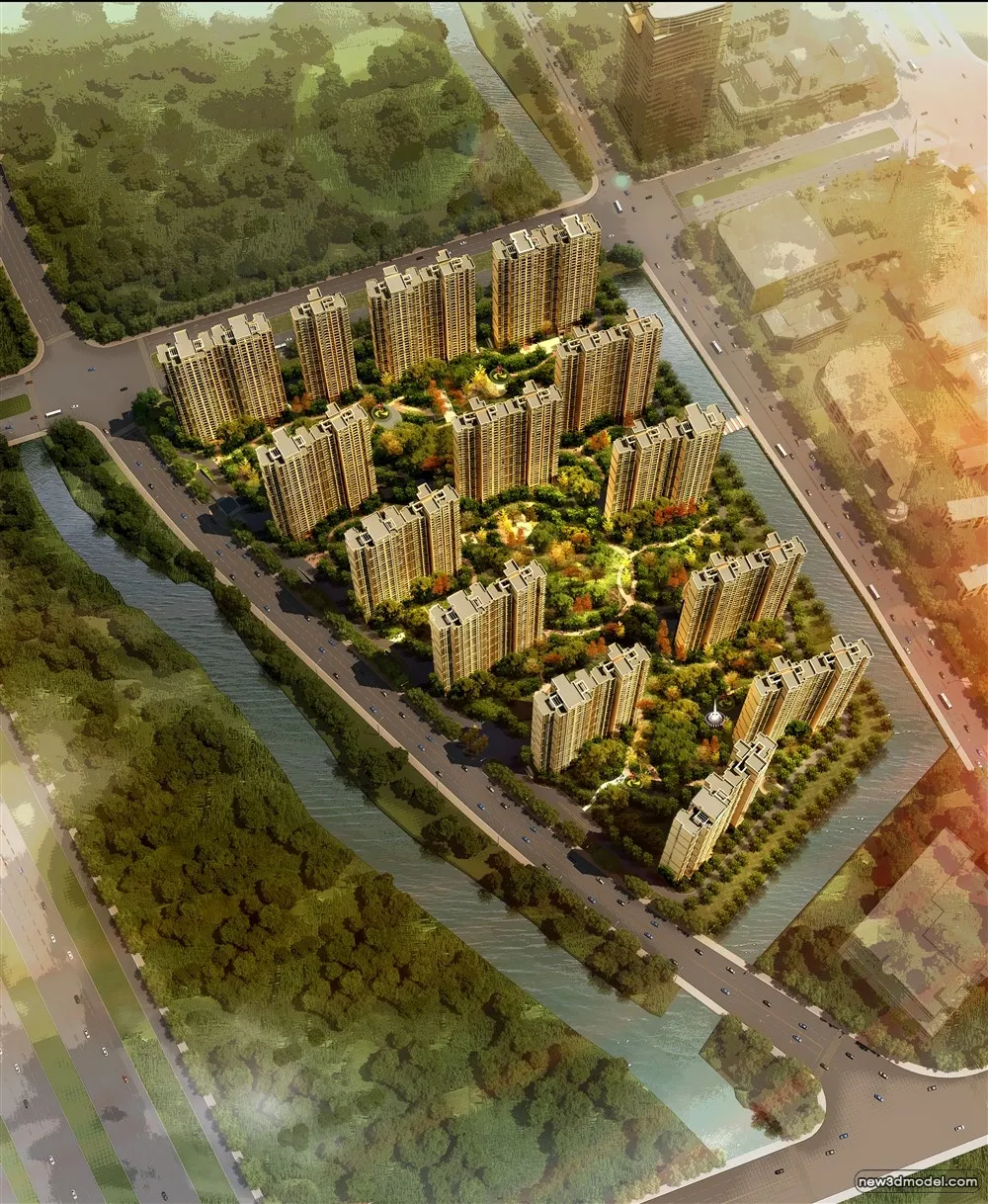 3D Models of Commercial Building – Exterior 3D Scenes – 523 – VRAY