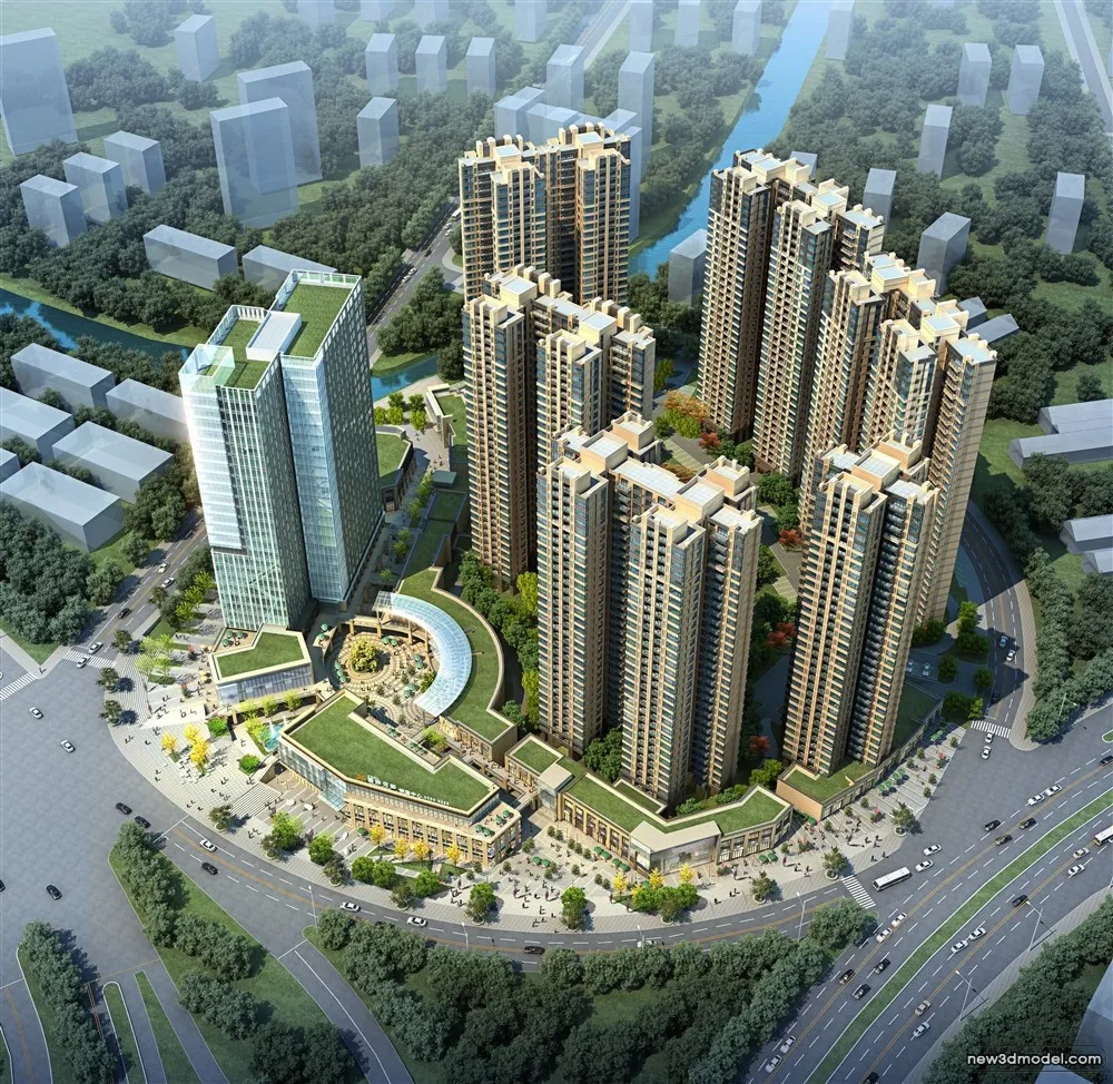 3D Models of Commercial Building – Exterior 3D Scenes – 569 – VRAY