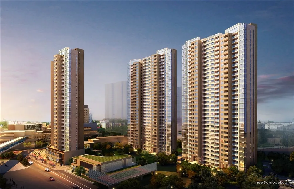 3D Models of Commercial Building – Exterior 3D Scenes – 576 – VRAY