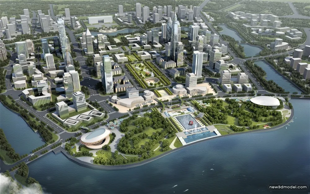 3D Models of Commercial Building – Exterior 3D Scenes – 580 – VRAY