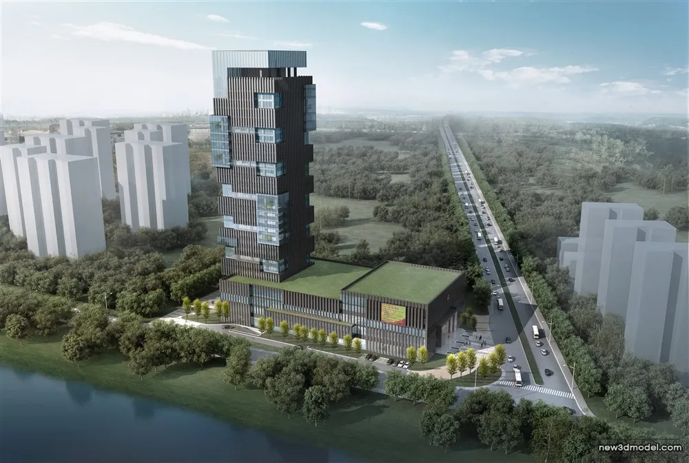 3D Models of Commercial Building – Exterior 3D Scenes – 583 – VRAY