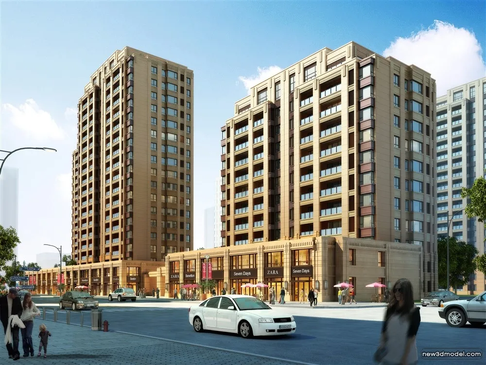 3D Models of Commercial Building – Exterior 3D Scenes – 595 – VRAY