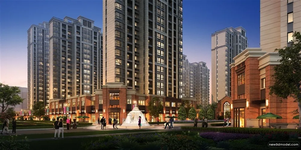 3D Models of Commercial Building – Exterior 3D Scenes – 604 – VRAY