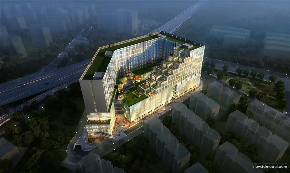 3D Models of Commercial Building – Exterior 3D Scenes – 608 – VRAY