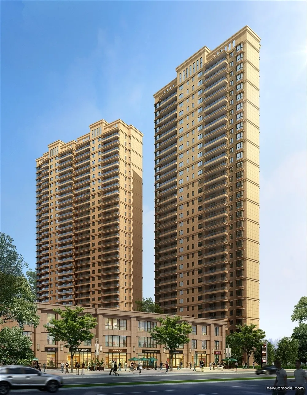 3D Models of Commercial Building – Exterior 3D Scenes – 615 – VRAY