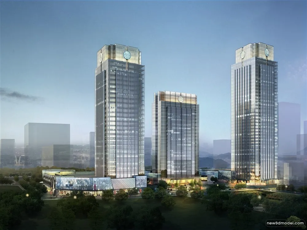 3D Models of Commercial Building – Exterior 3D Scenes – 627 – VRAY