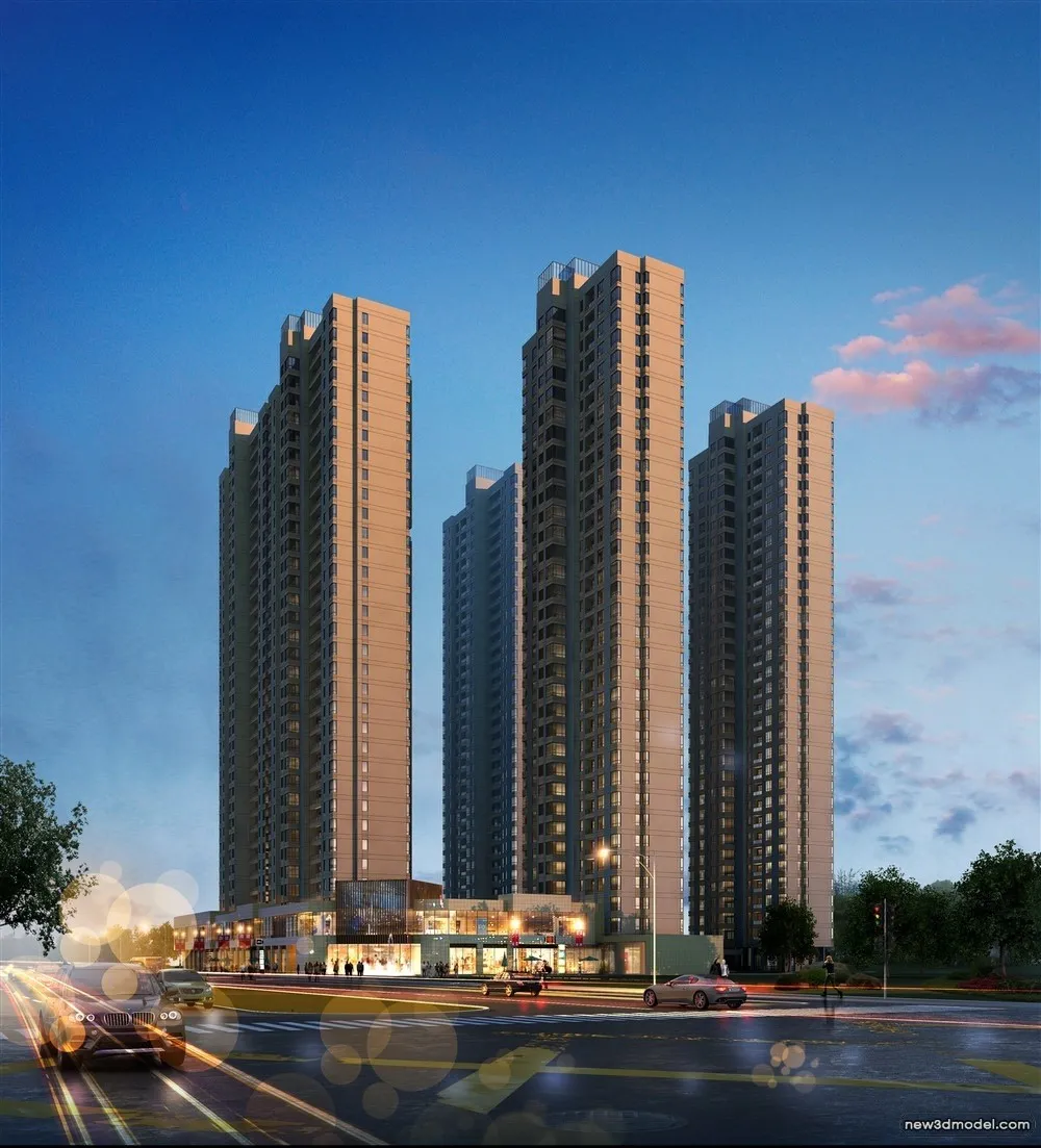 3D Models of Commercial Building – Exterior 3D Scenes – 632 – VRAY