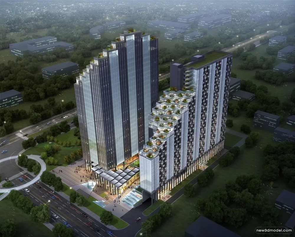 3D Models of Commercial Building – Exterior 3D Scenes – 646 – VRAY