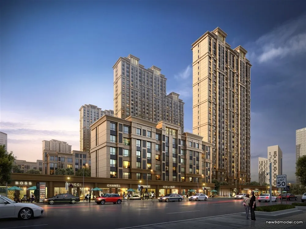 3D Models of Commercial Building – Exterior 3D Scenes – 664 – VRAY